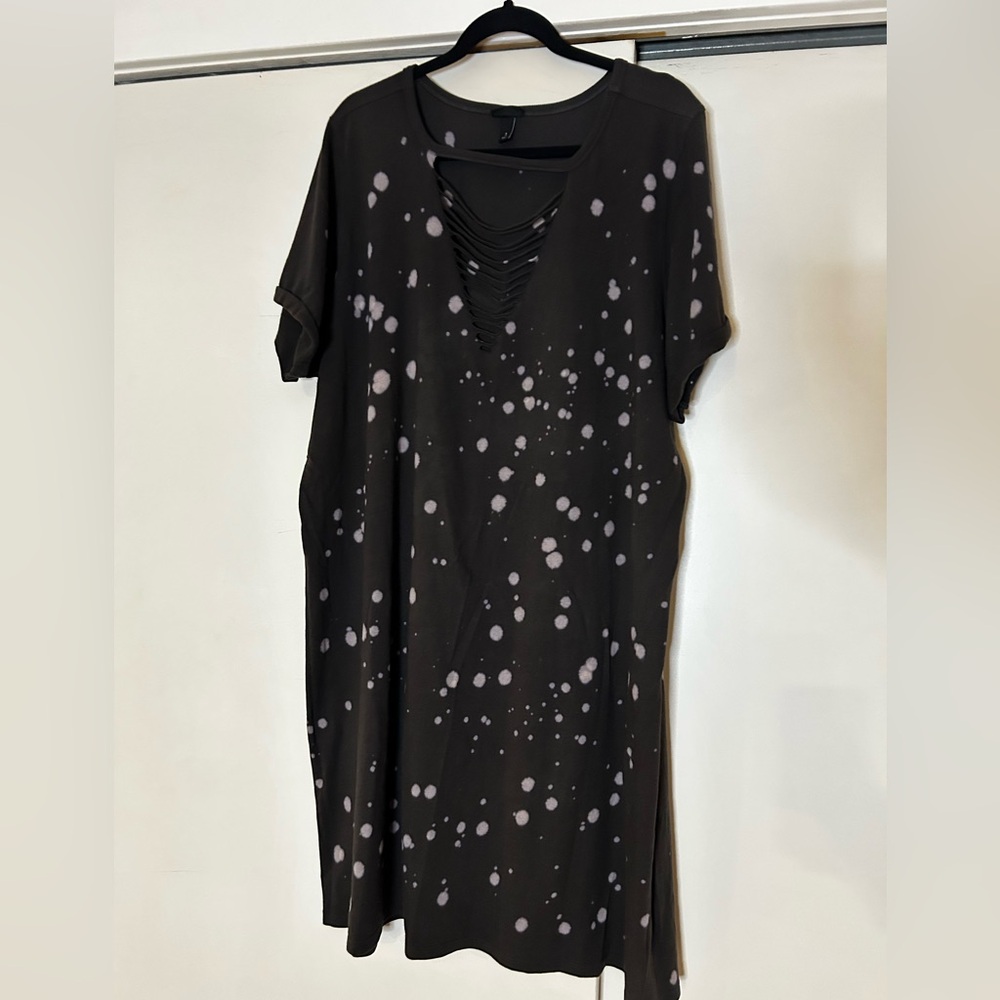 Torrid faded black dress cream dots - Picture 5 of 7
